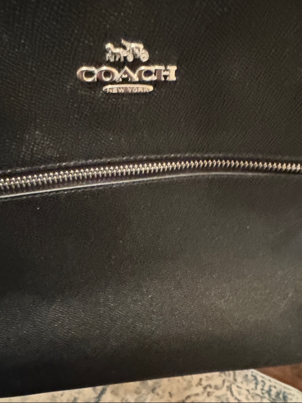 Coach Black Leather Zip Tote with Silver Hardware and Wallet - Picture 3 of 9